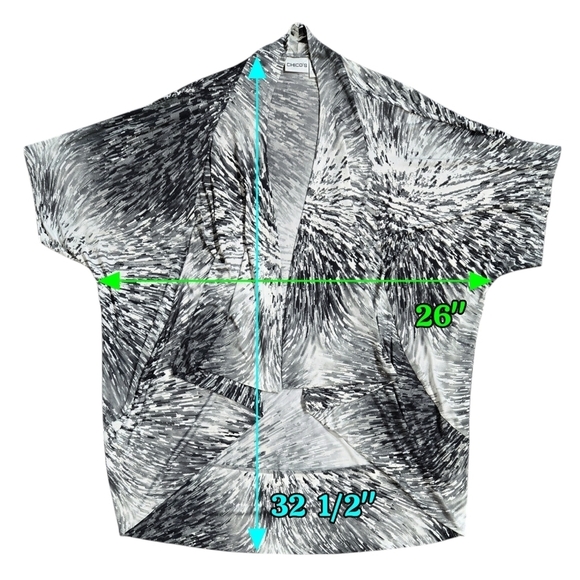 Chico's Gray Neutral Bursts Billie Open Drape Front Lightweight Topper Jacket - Picture 3 of 7